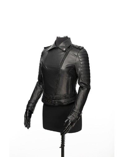 chaqueta  en cuero negra scarlet negra la chaqueteria