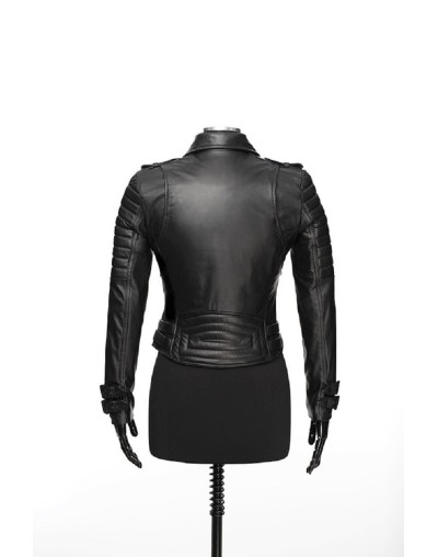 chaqueta  en cuero negra scarlet negra la chaqueteria