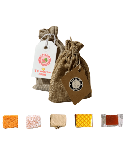 Bolsa de bocaditos x 4 unidades en yute personalizable (dulces típicos santandereanos)