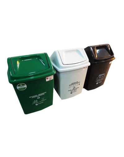 Punto ecológico de 14 litros de tres puestos para residuos