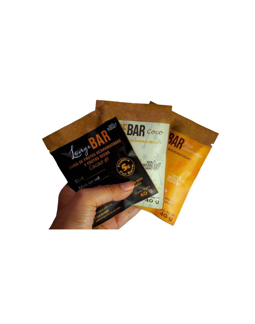 Barras energéticas de frutas deshidratadas y frutos secos 40g longebar