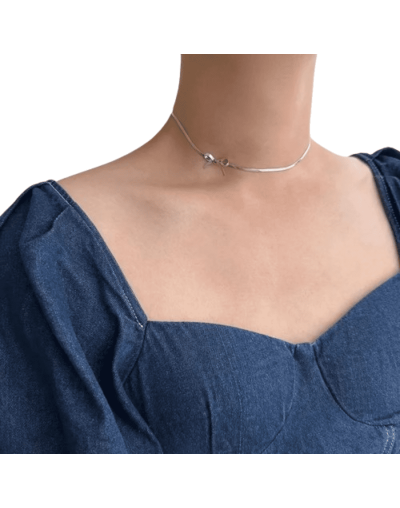 Collar serpiente lazo plateado