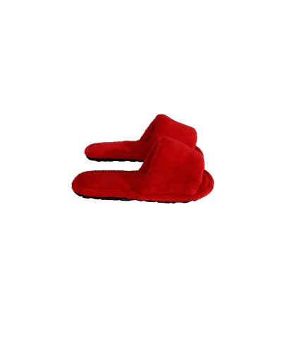 Pantufla dama algodón felpado Rojo sin punta