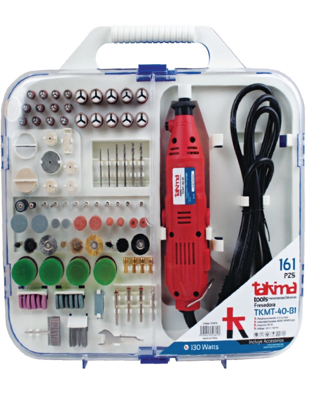 FRESADORA 130 WATTS   KIT DE 161 PIEZAS 