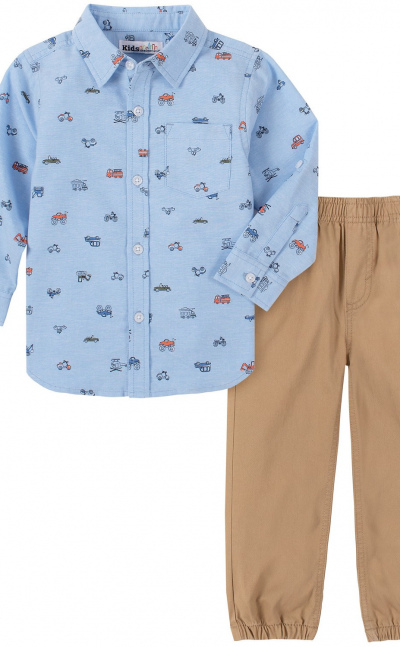 Conjunto de pantalón y camisa de 2 piezas para niño – Azul Claro