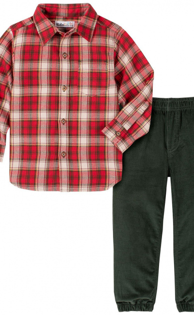 Conjunto de pantalón y camisa de 2 piezas para niño – Rojo