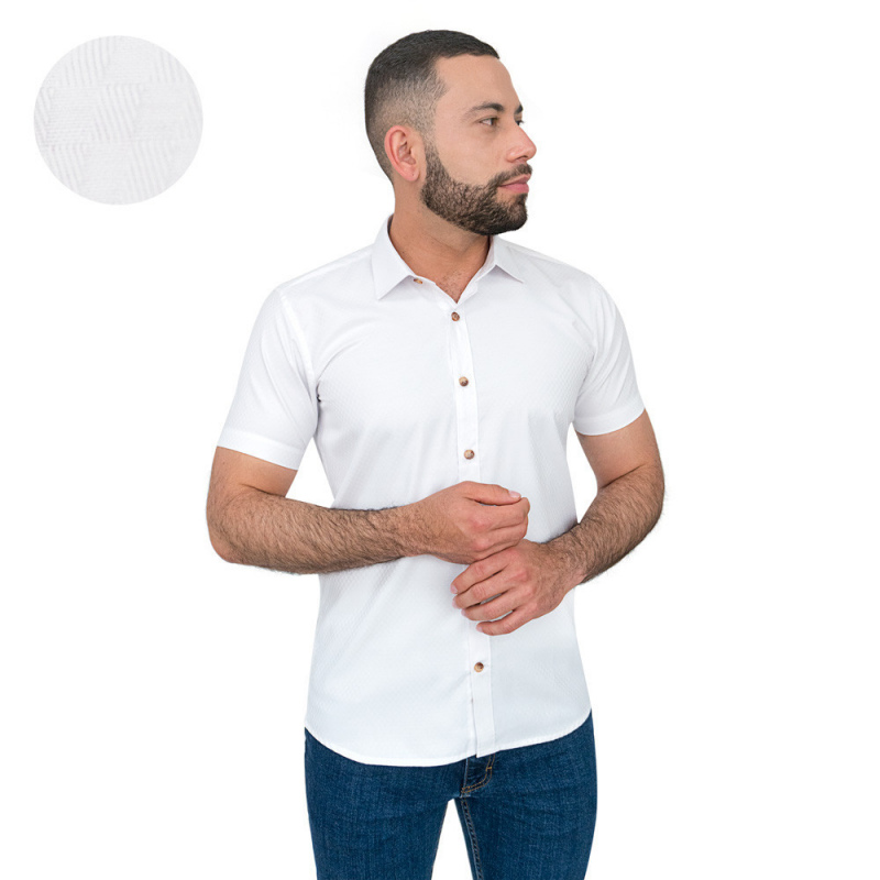 Camisa Manga Corta Color Blanco Para Hombre