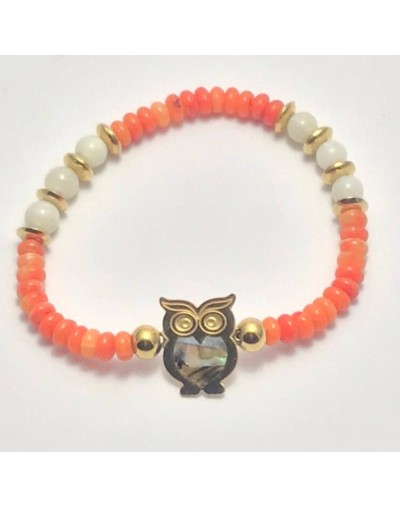 Pulsera de Búho en acero con nácar 