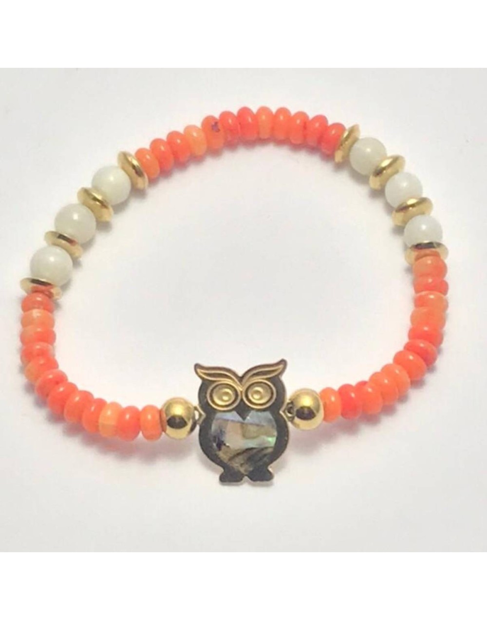 Pulsera de Búho en acero con nácar 