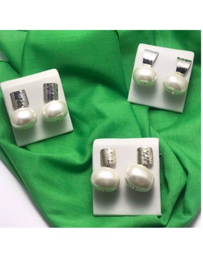 Aretes de perla nácar y plata