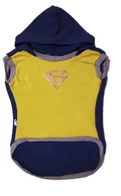 Buso SuperHeroe con Capota Talla L Ref. Superman Logo Dorado 