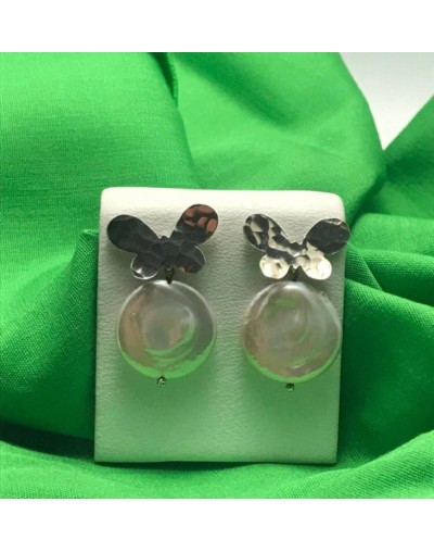 Aretes en perla natural irregular y plata
