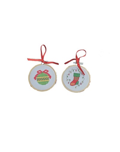 Kit Navideño Bota con luces y Adorno navideño - Punto de cruz