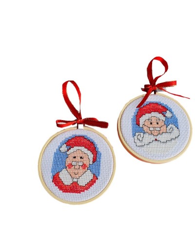 Kit Navideño Punto de Cruz - Papá y Mamá Noel  - dos Aros de 3 pulgadas