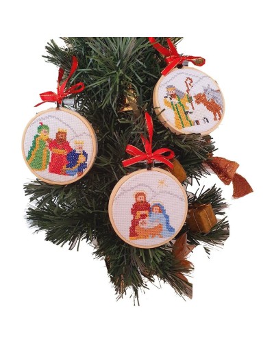Kit Navideño Punto de Cruz - Pesebre  - tres Aros de 3 pulgadas
