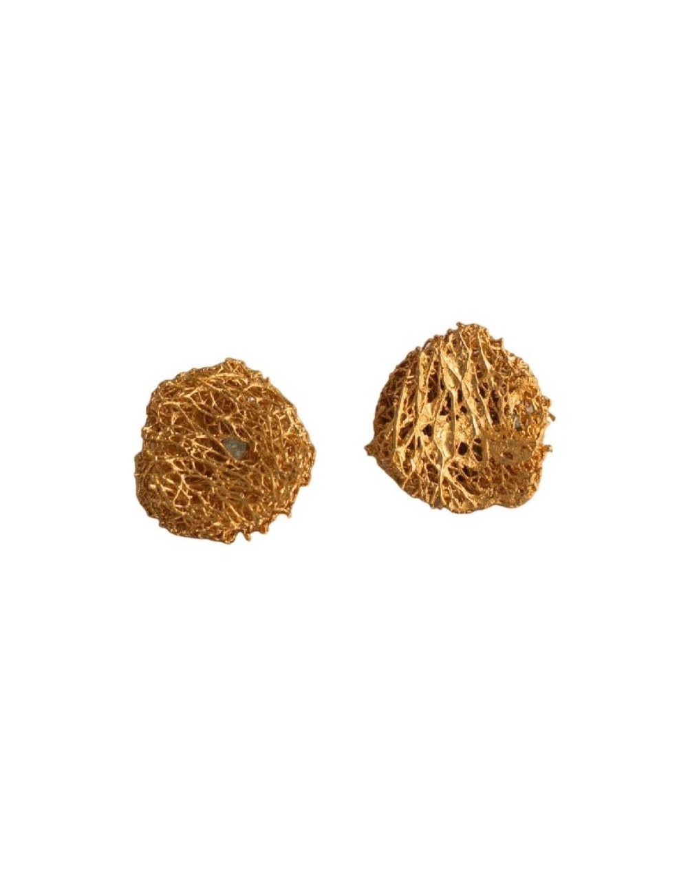 Aretes topo luffa estropajo esmeralda