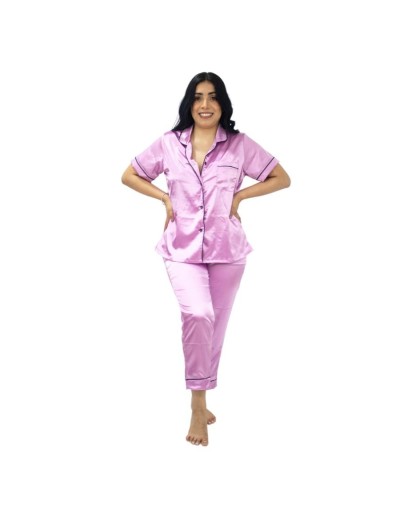Pijama satín pantalón capri aminta 01