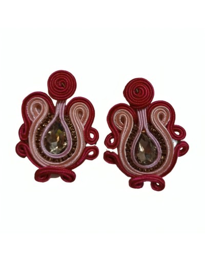 Aretes fucsia-rosa-cristal