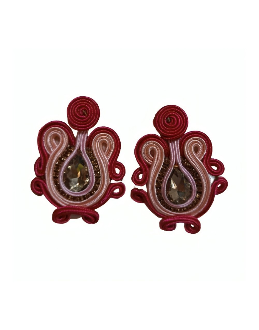 Aretes fucsia-rosa-cristal