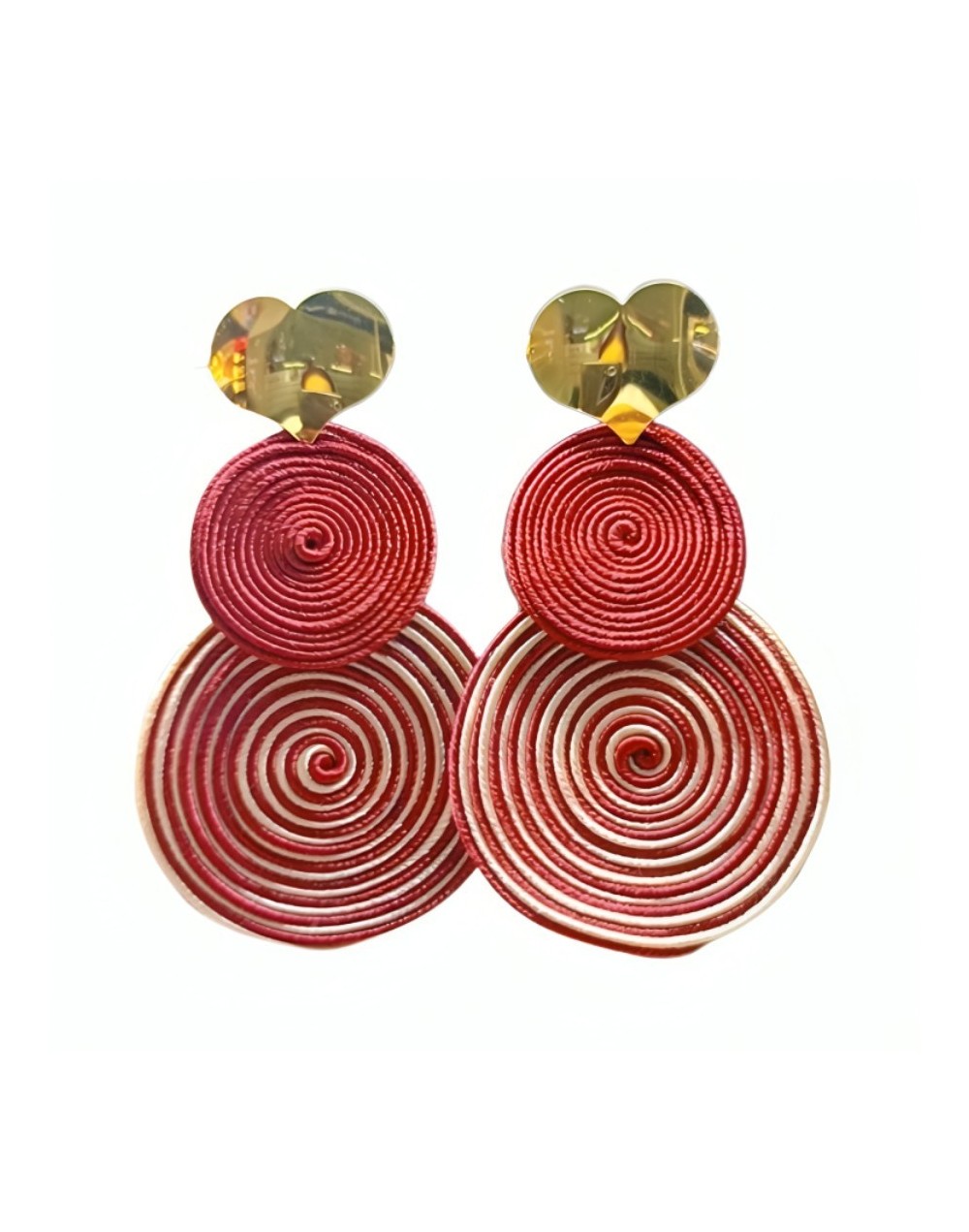 Aretes corazón fucsia-blanco