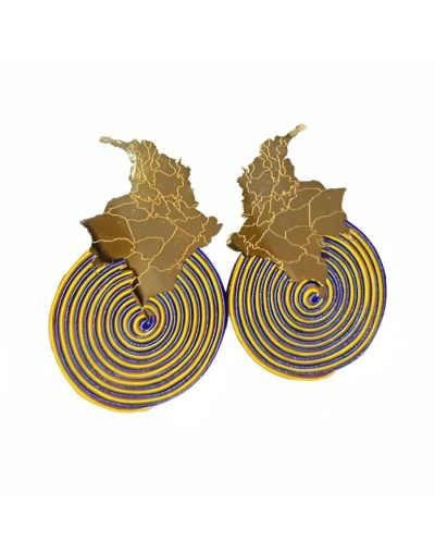 Aretes circulo colombiano amarillo-azul
