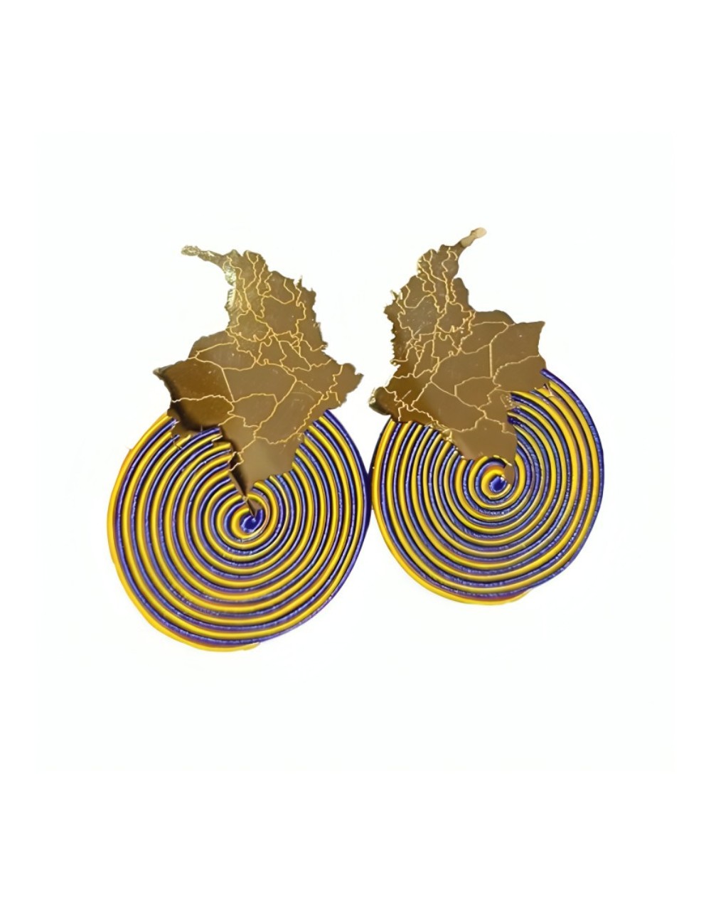 Aretes circulo colombiano amarillo-azul