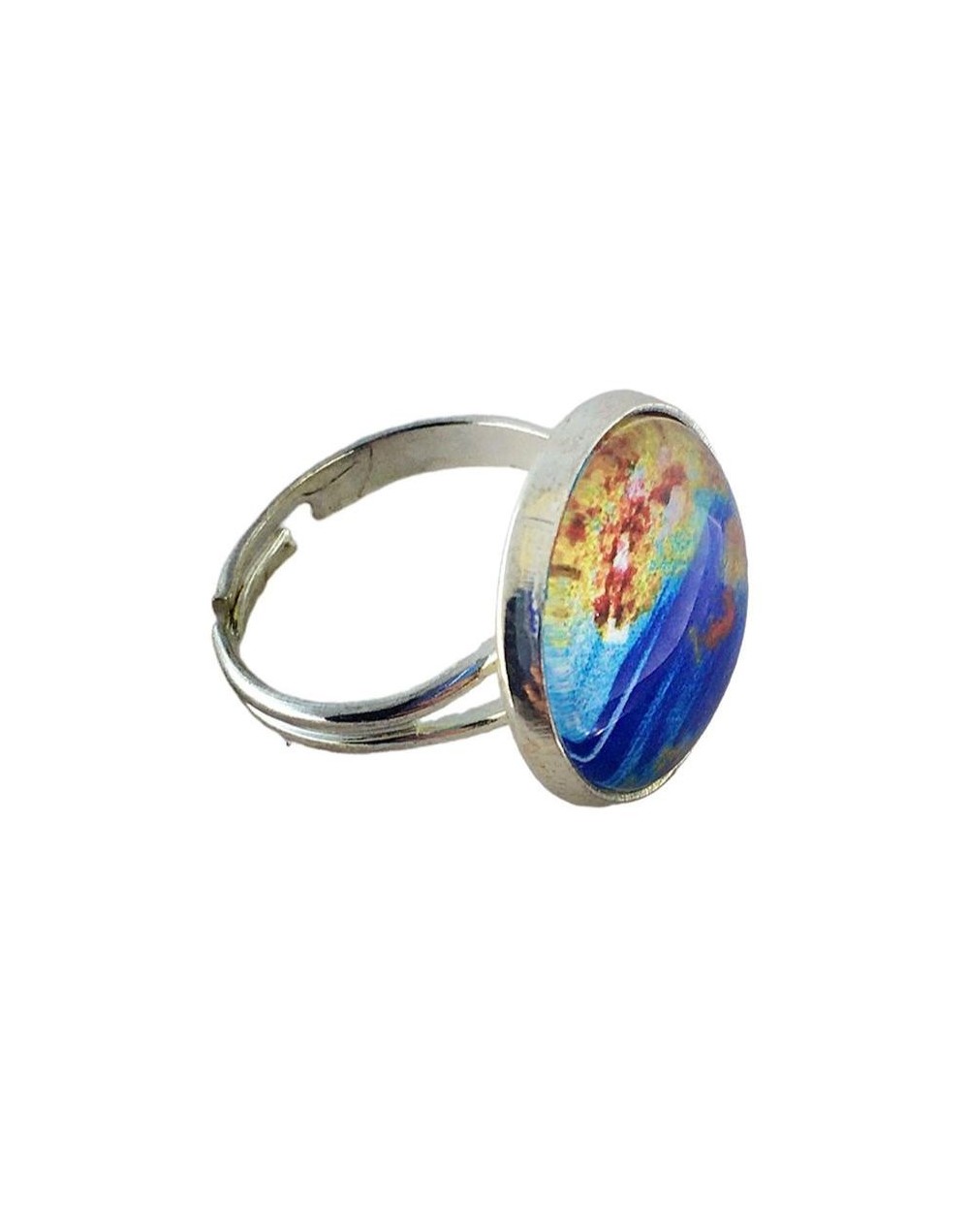 Anillo "arbol azul y mar"