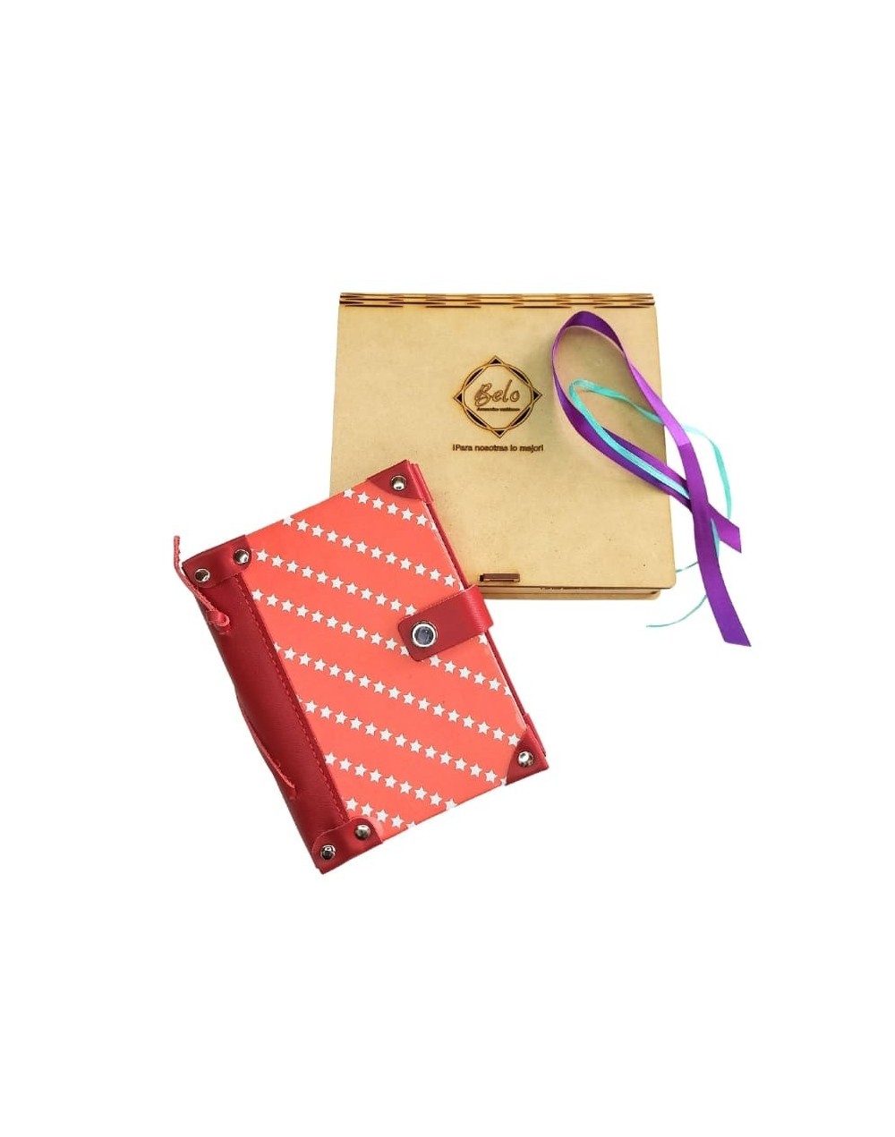 Agenda pequeña vanidosa estrellas fondo rojo