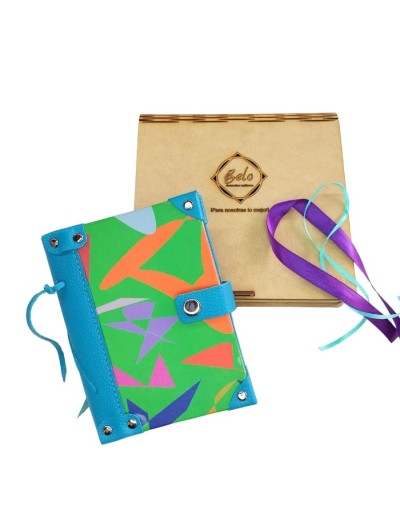 Agenda pequeña vanidosa garabatos cuero azul claro