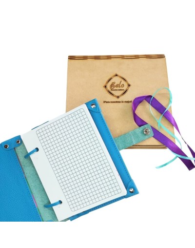 Agenda pequeña vanidosa garabatos cuero azul claro