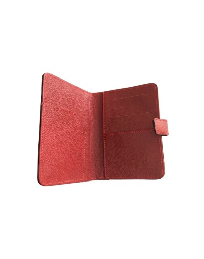 Porta pasaporte vanidosa avión cuero rojo
