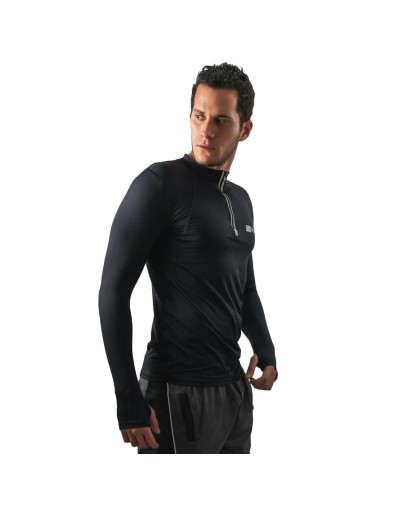 Camibuso de hombre deportivo tipo polo manga larga negro