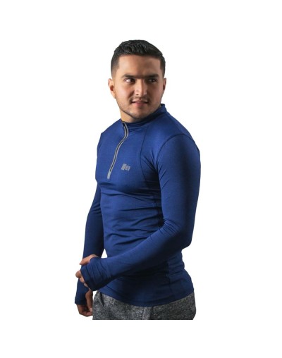 Camibuso de hombre deportivo tipo polo manga larga azul día