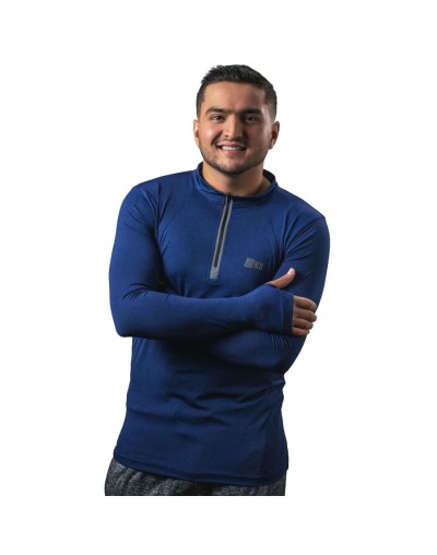 Camibuso de hombre deportivo tipo polo manga larga azul día