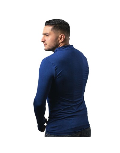 Camibuso de hombre deportivo tipo polo manga larga azul día