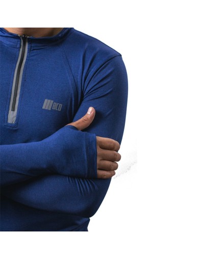 Camibuso de hombre deportivo tipo polo manga larga azul día