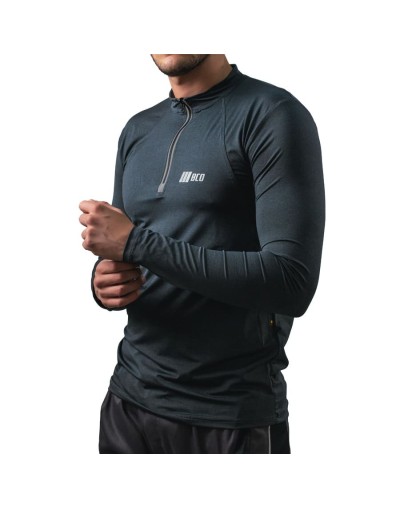 Camibuso de hombre deportivo tipo polo manga larga gris oscuro