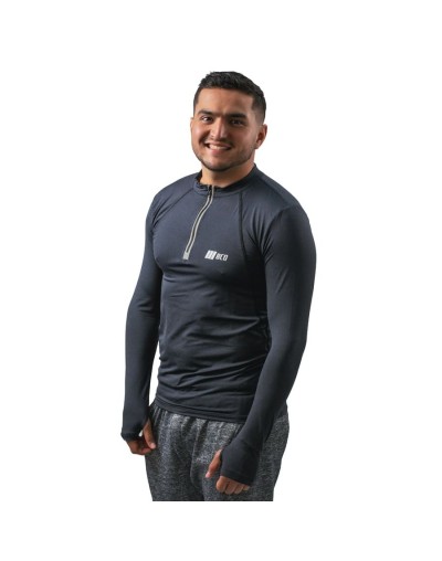 Camibuso de hombre deportivo tipo polo manga larga gris oscuro