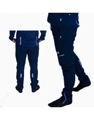 Pantalón deportivo cortavientos hombre multideporte azul
