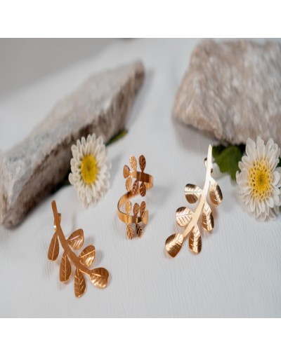 Aretes y anillo hoja laminada