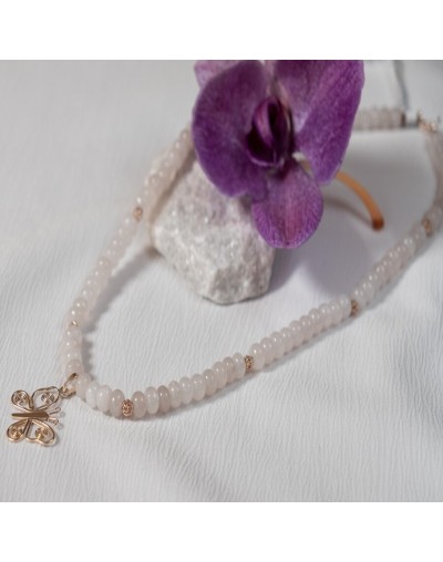 Gargantilla flor infinito plata ley 925 - cuarzo cristal nube