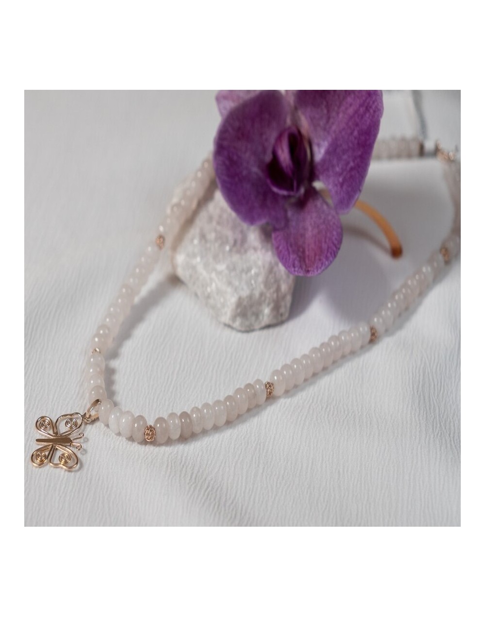 Gargantilla flor infinito plata ley 925 - cuarzo cristal nube