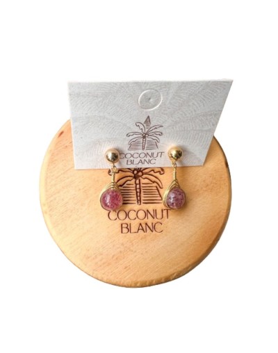 Aretes con piedra Cuarzo Fresa