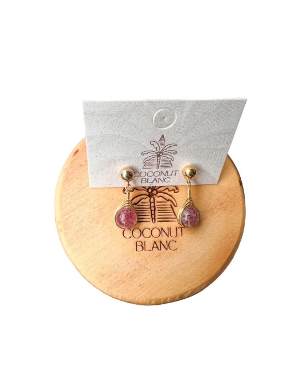 Aretes con piedra Cuarzo Fresa