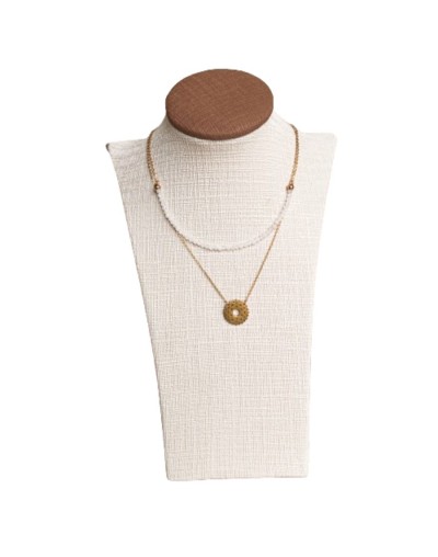 Collar doble con Piedra de la Luna y dije de chakra Corona