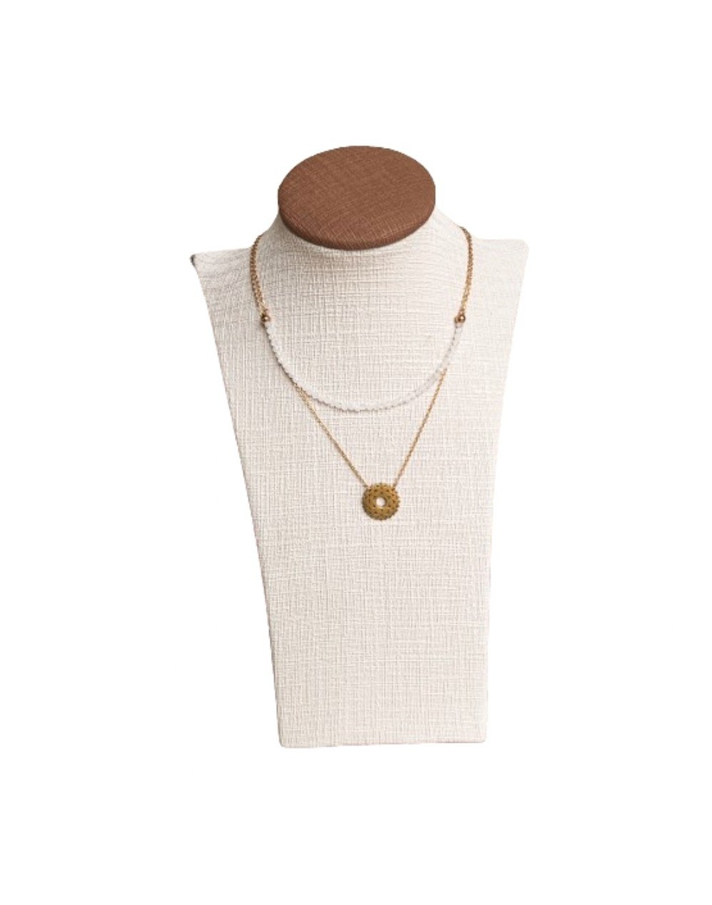 Collar doble con Piedra de la Luna y dije de chakra Corona