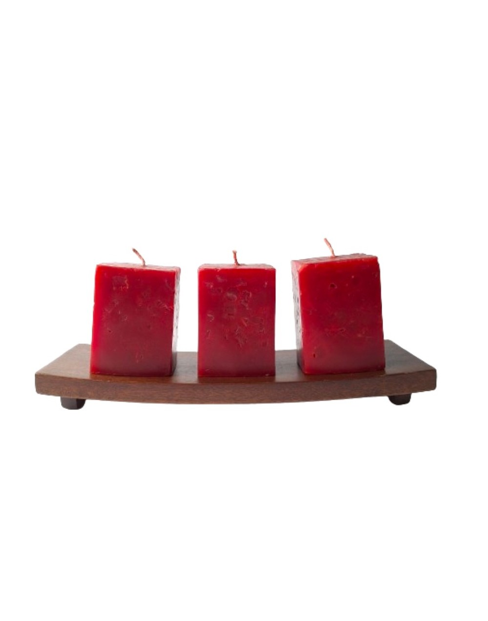 Base en madera con 3 velas