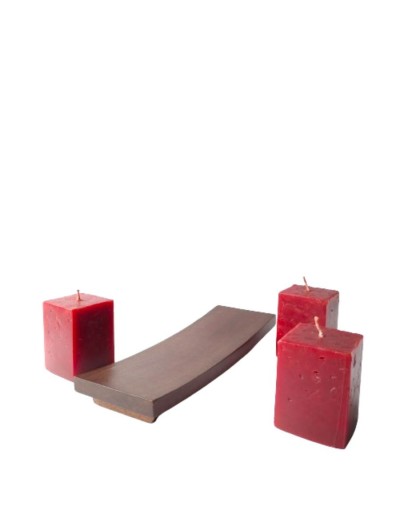Base en madera con 3 velas
