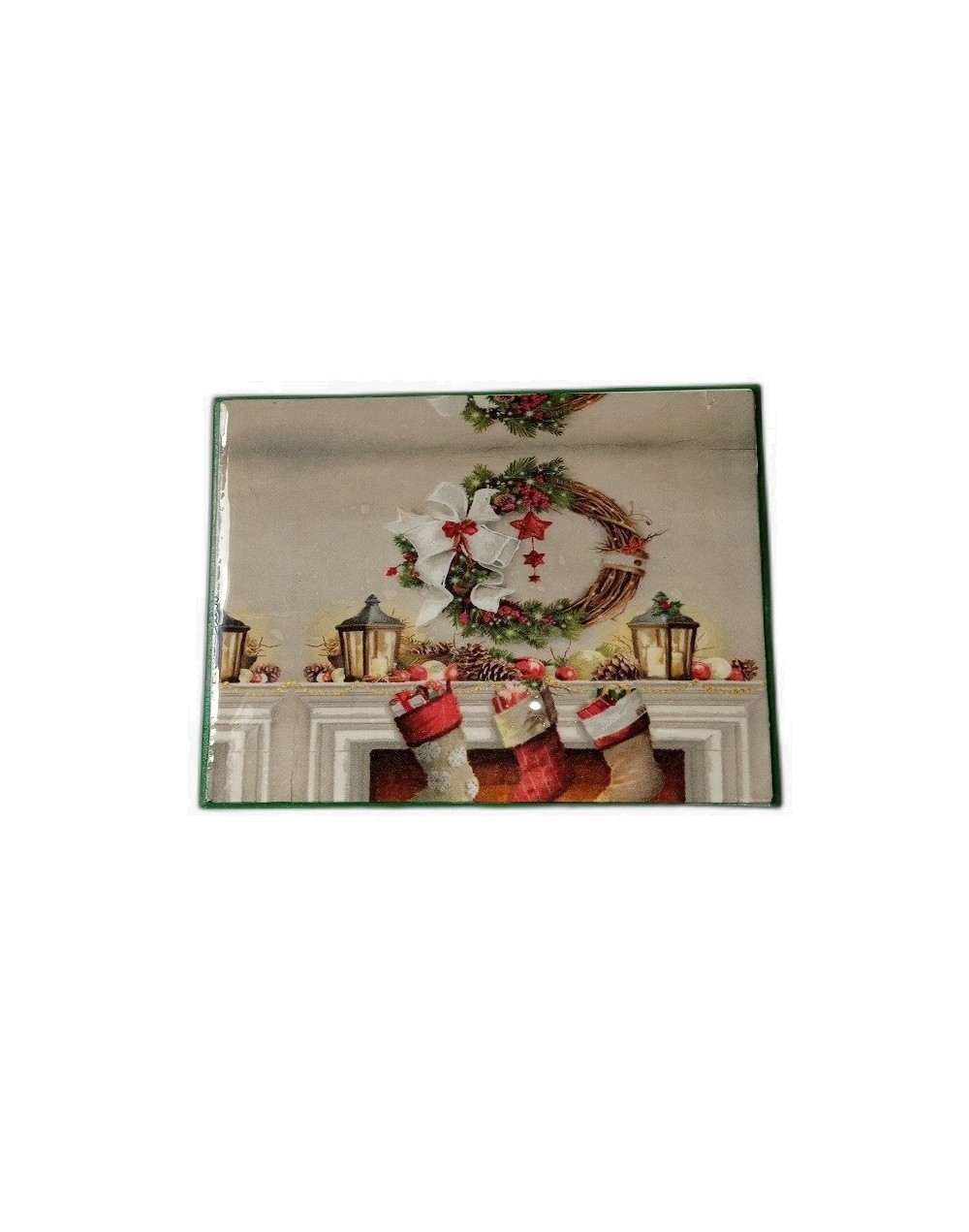 Caja cuatro divisiones corona navideña