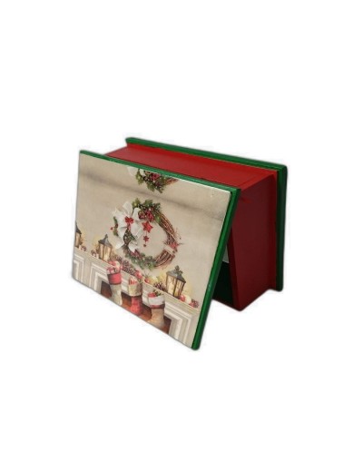 Caja cuatro divisiones corona navideña